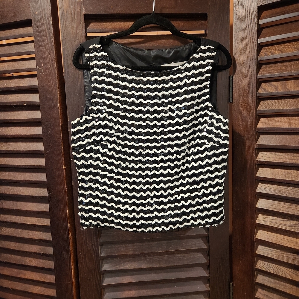 Vintage Black and White Sequin Top